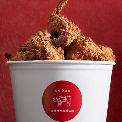Ad Hoc Restaurant, bucket of fried chicken