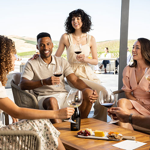 group wine tasting indoors at Cuvaison