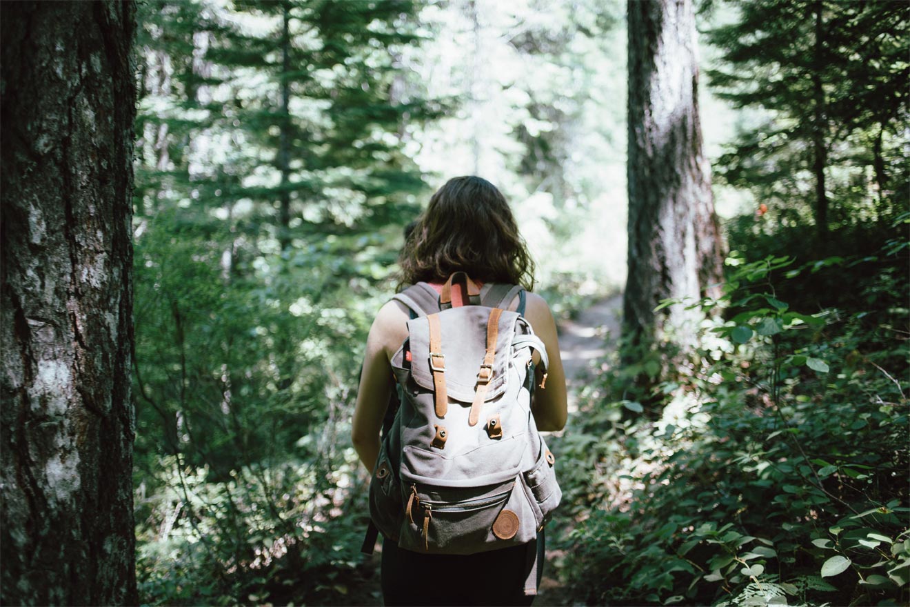 woman hiking in the forest