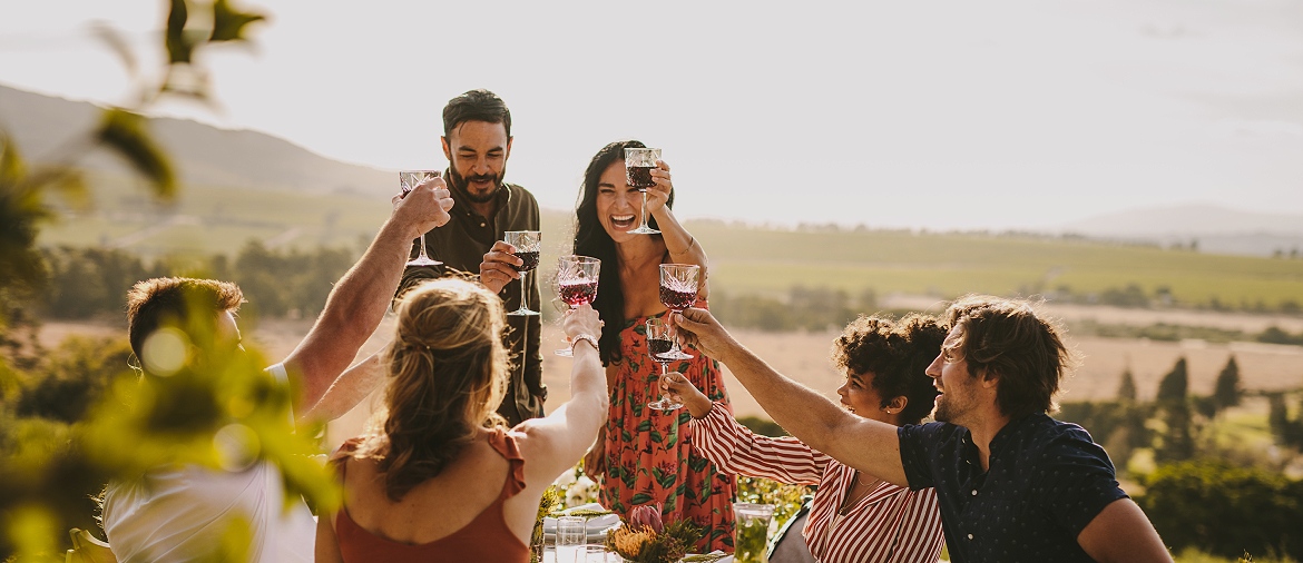 small group having dinner